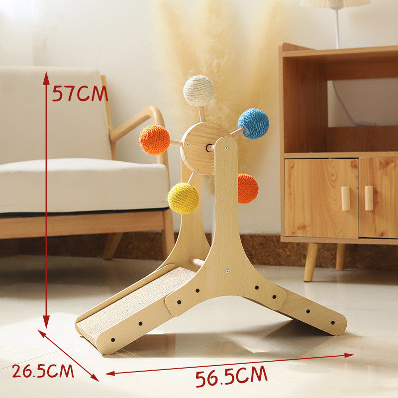 Solid Wood Rotary Table Cat Scratch Board Sisal Hemp Pet Products – Durable Natural Claw Grinding Scratcher