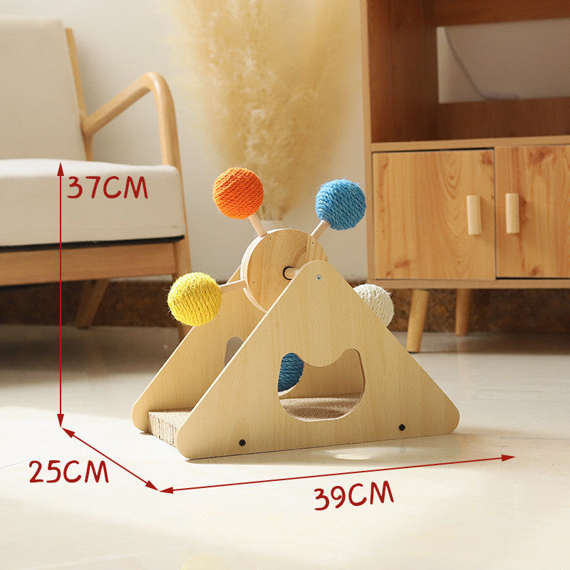 Solid Wood Rotary Table Cat Scratch Board Sisal Hemp Pet Products – Durable Natural Claw Grinding Scratcher