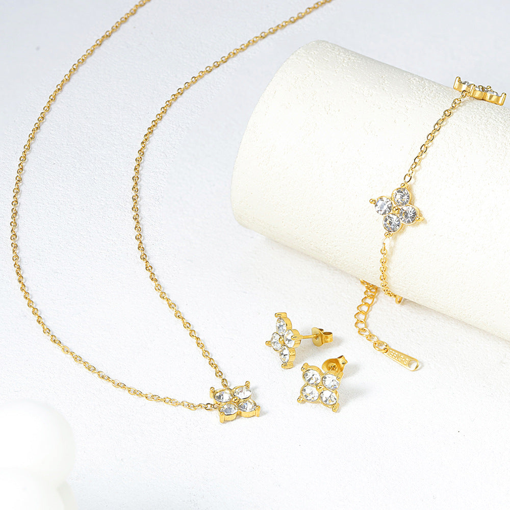 French Babys Breath Bracelet Necklace And Earrings Set