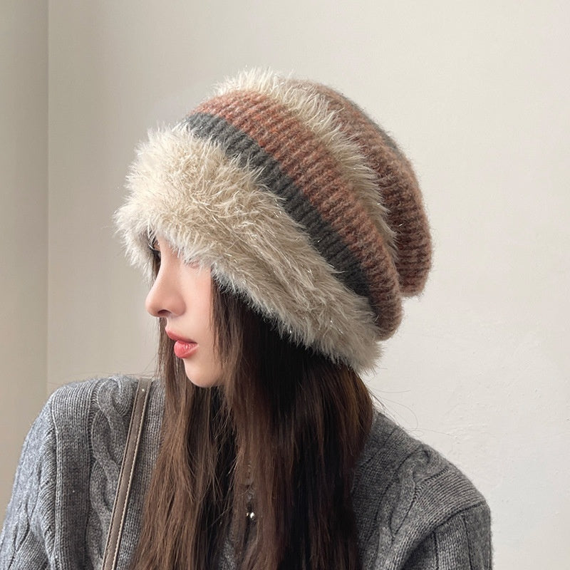 Autumn Winter Lazy-Style Puffy Hat With Fluffy Earflaps And A Hooded Design